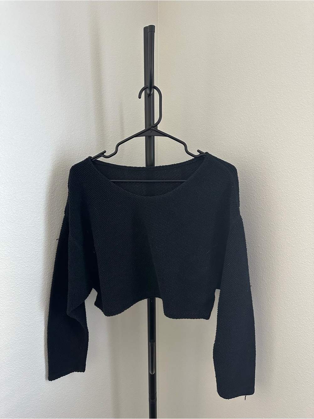 American Apparel Black Cropped Knit Sweater